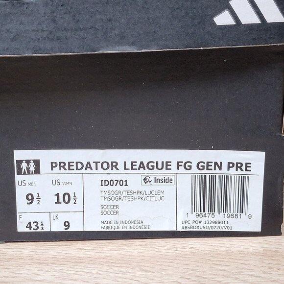 adidas Predator League FG Gen Pre Soccer Cleats Size 9.5 Mens Green Pink ID0701 - Picture 9 of 9